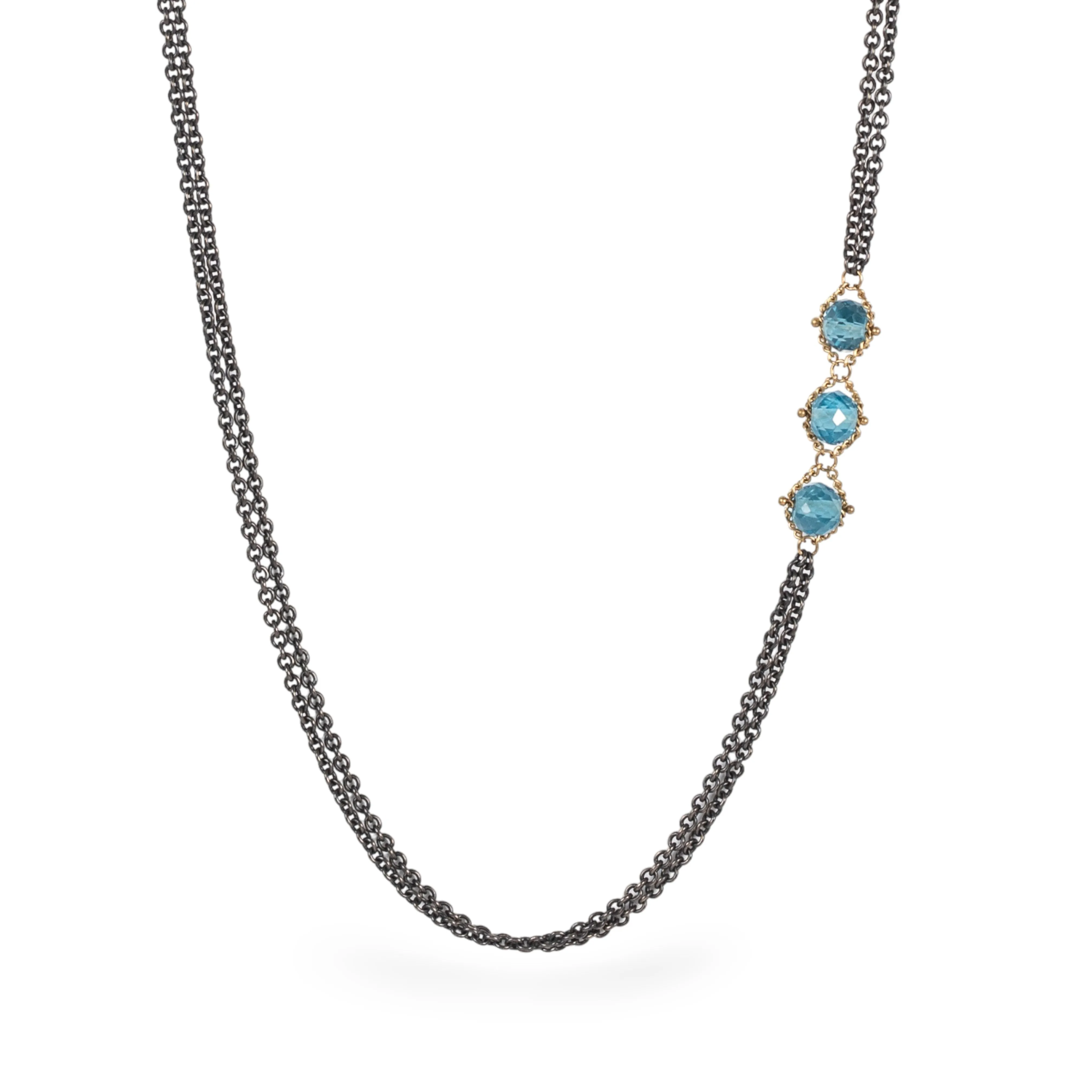 Contrast Asymmetrical Necklace in London Blue Topaz