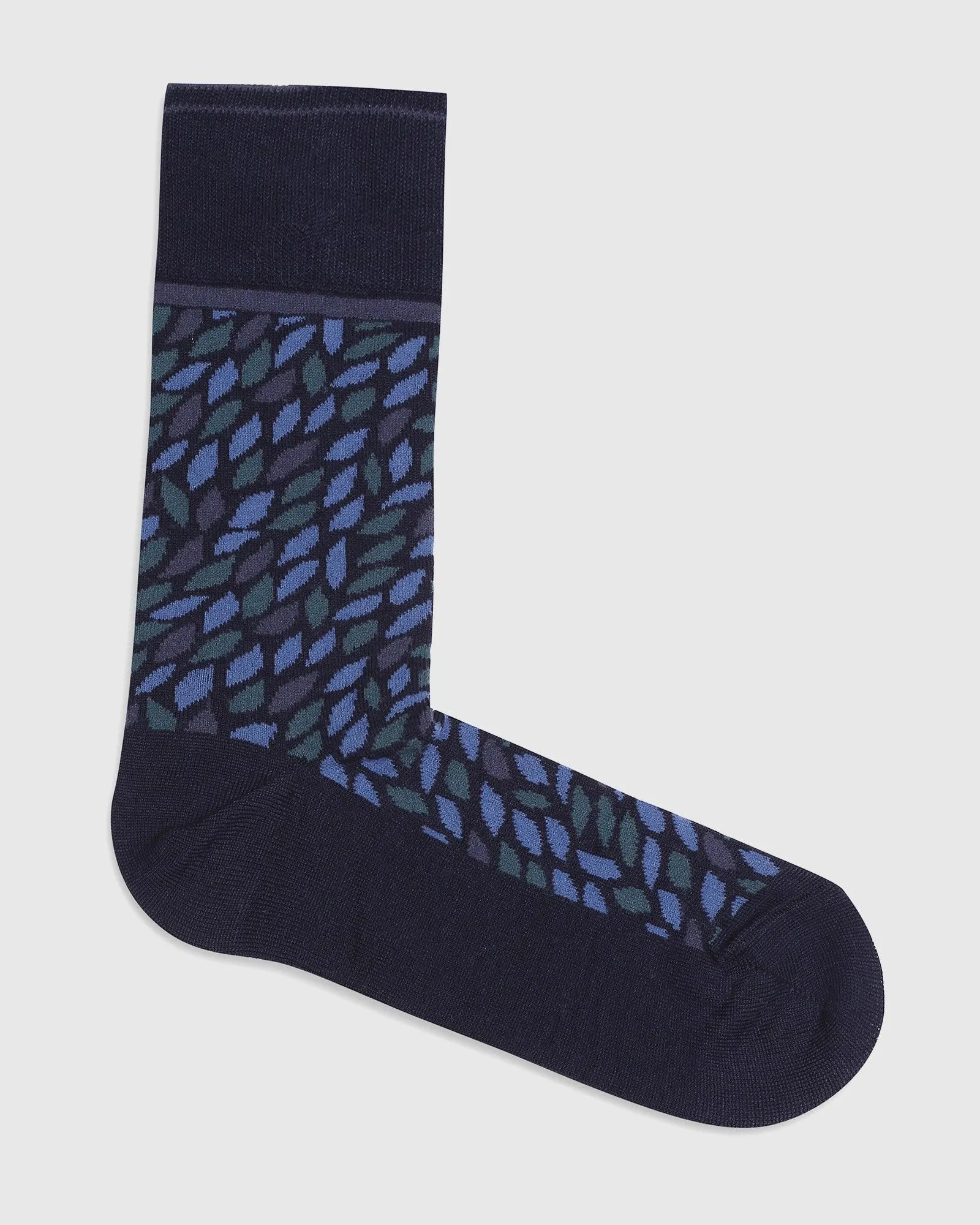 Cotton Navy Printed Socks - Qias