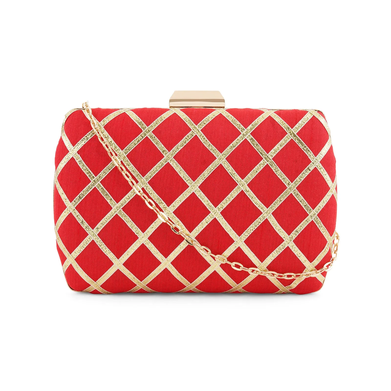 Crossing Paths Red Fabric Clutch