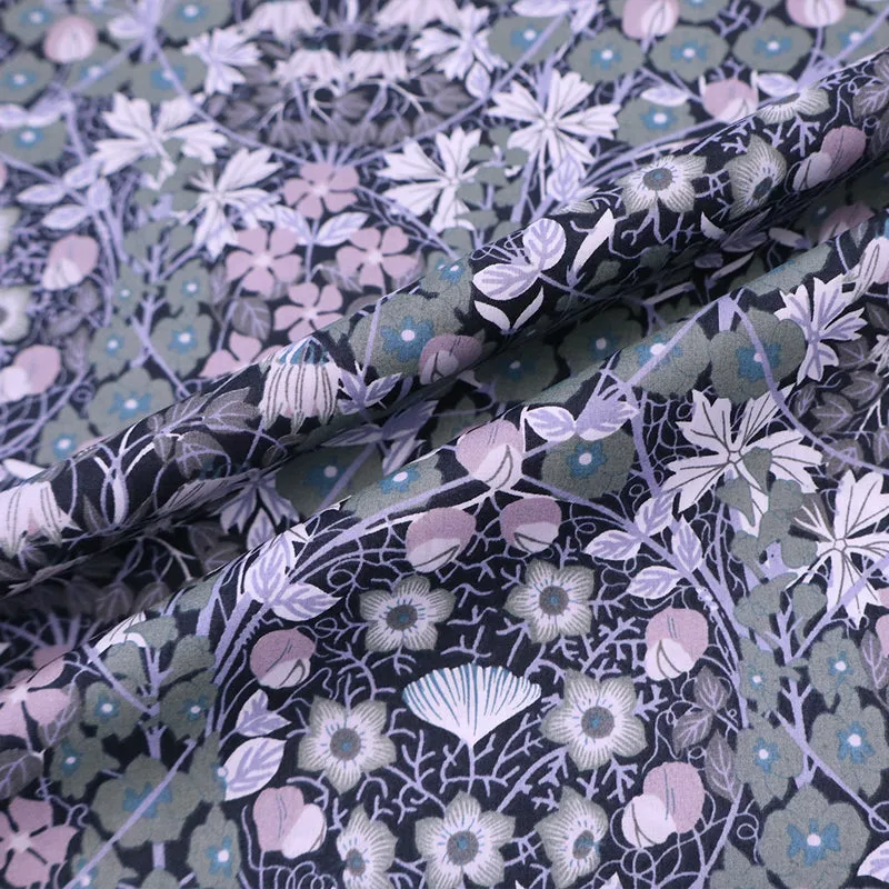 Dressmaking Floral Cotton Lawn Fabric - Gloria - Grey