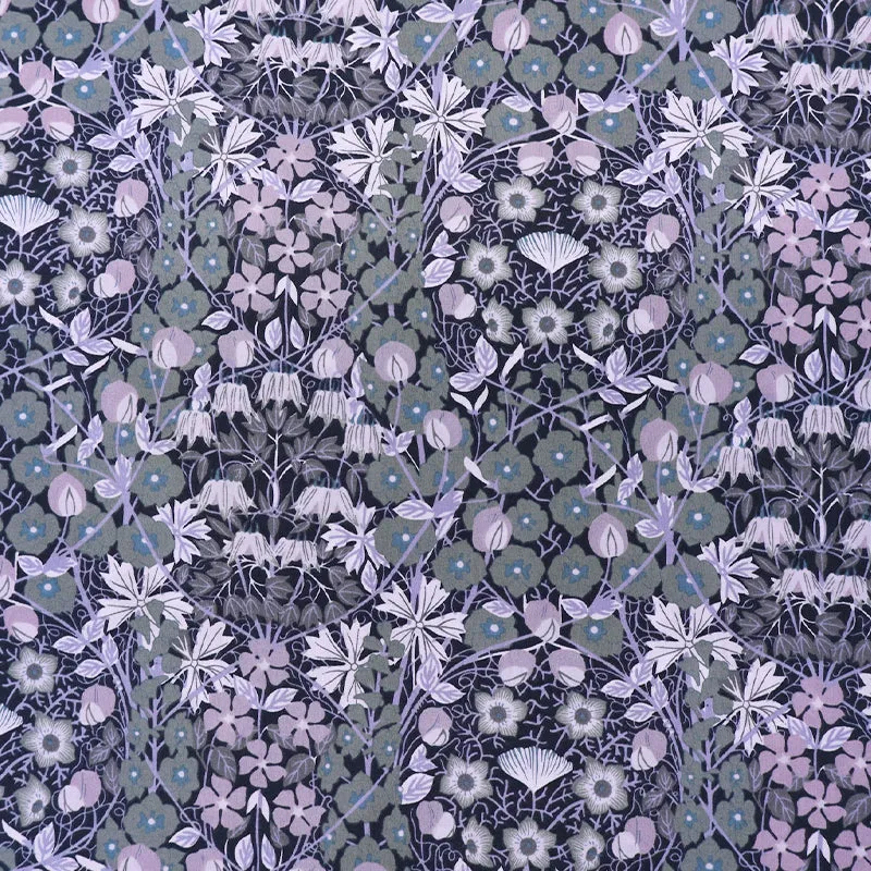 Dressmaking Floral Cotton Lawn Fabric - Gloria - Grey