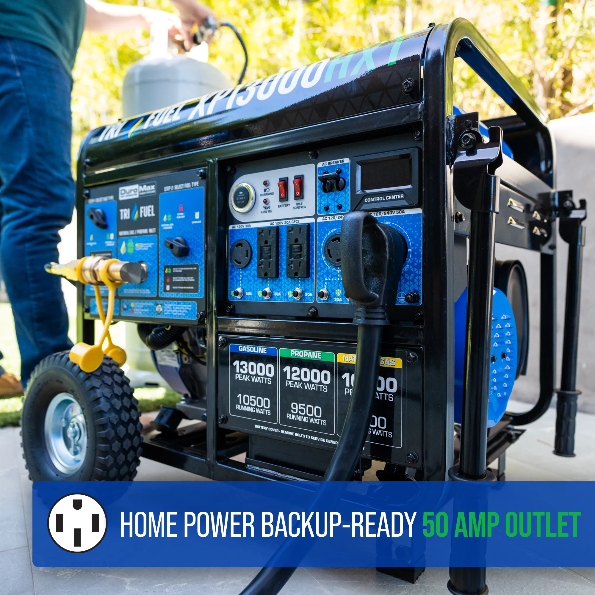 DuroMax XP13000HXT 13,000 Watt Electric Start Tri-Fuel Portable Generator w/ CO Alert