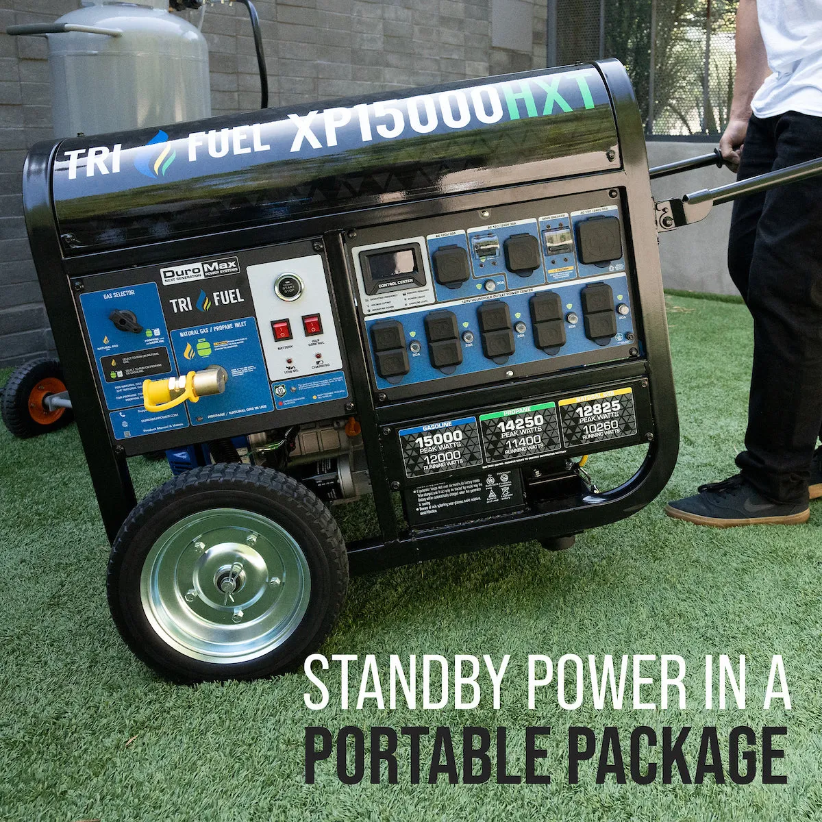 DuroMax XP15000HXT 15,000 Watt Electric Start Tri Fuel Portable Generator