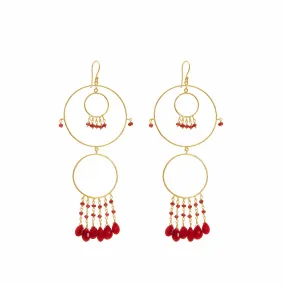 Earrings - Begum Circles in Ruby & Garnet