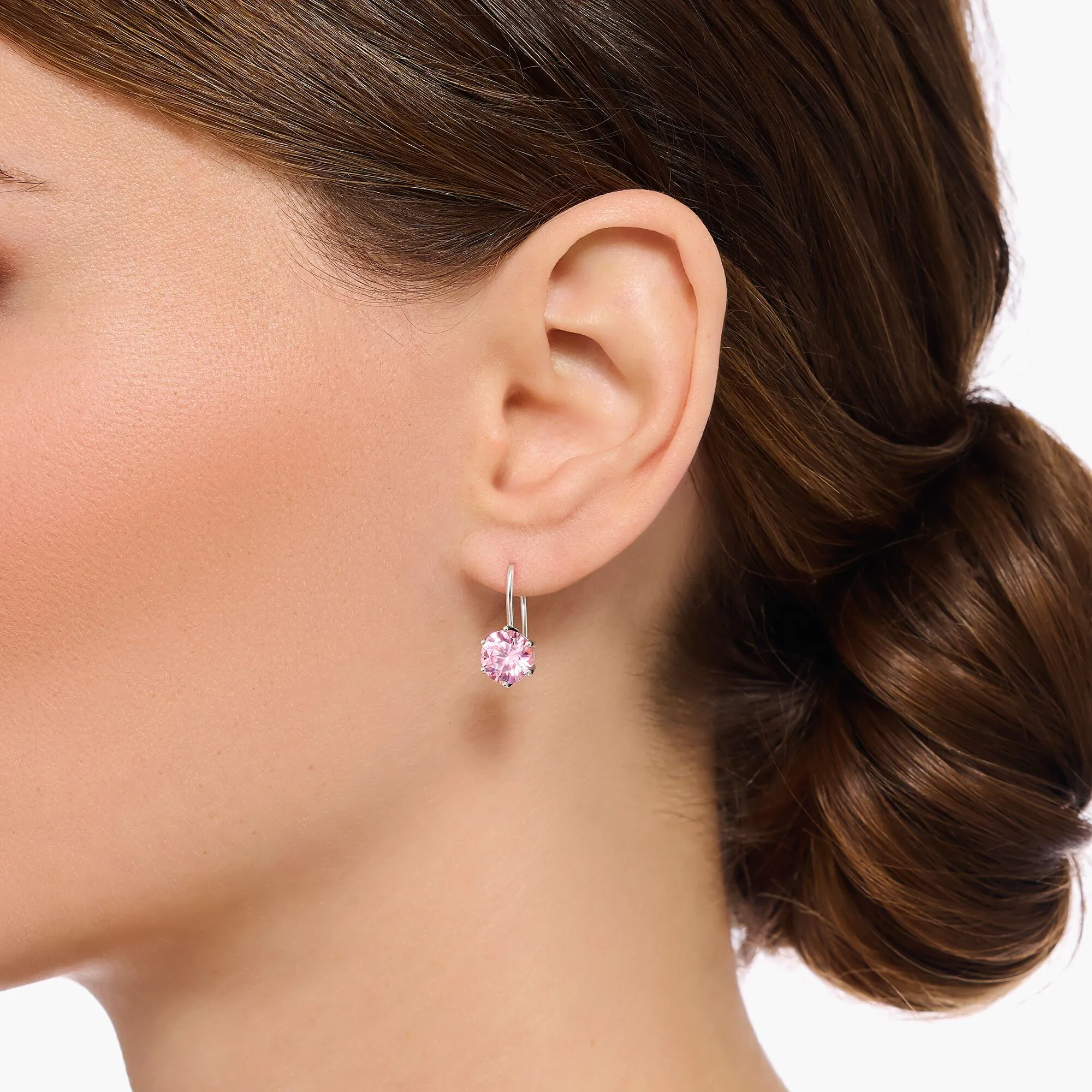 Earrings with pink zirconia