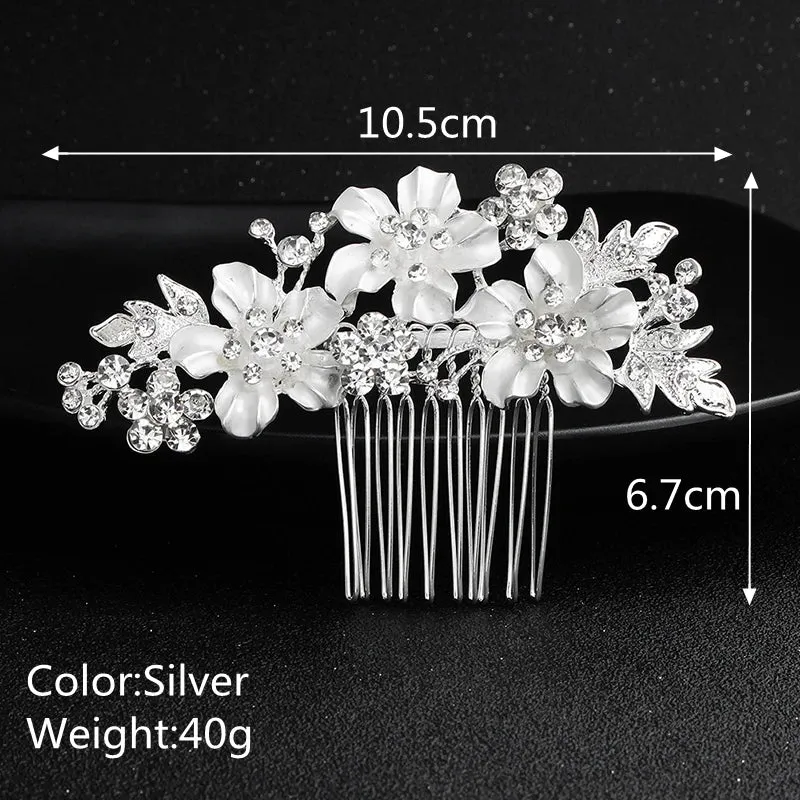 Efily Bridal Wedding Hair Accessories Crystal Silver Color Hair Combs for Women Bride Headpiece Party Jewelry Bridesmaid Gift