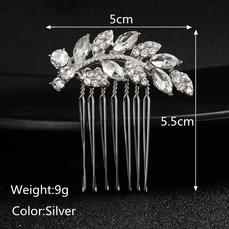 Efily Bridal Wedding Hair Accessories Crystal Silver Color Hair Combs for Women Bride Headpiece Party Jewelry Bridesmaid Gift