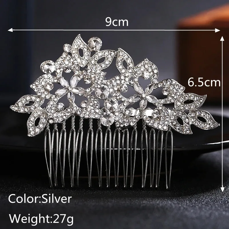 Efily Bridal Wedding Hair Accessories Crystal Silver Color Hair Combs for Women Bride Headpiece Party Jewelry Bridesmaid Gift