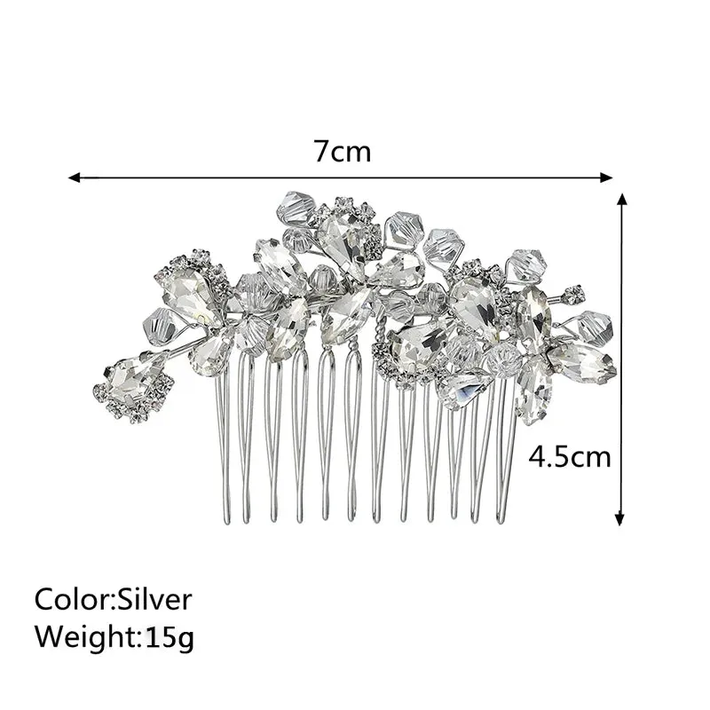 Efily Bridal Wedding Hair Accessories Crystal Silver Color Hair Combs for Women Bride Headpiece Party Jewelry Bridesmaid Gift