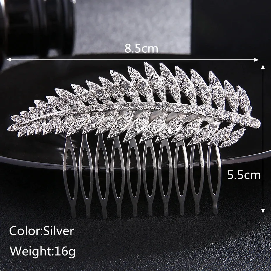 Efily Bridal Wedding Hair Accessories Crystal Silver Color Hair Combs for Women Bride Headpiece Party Jewelry Bridesmaid Gift