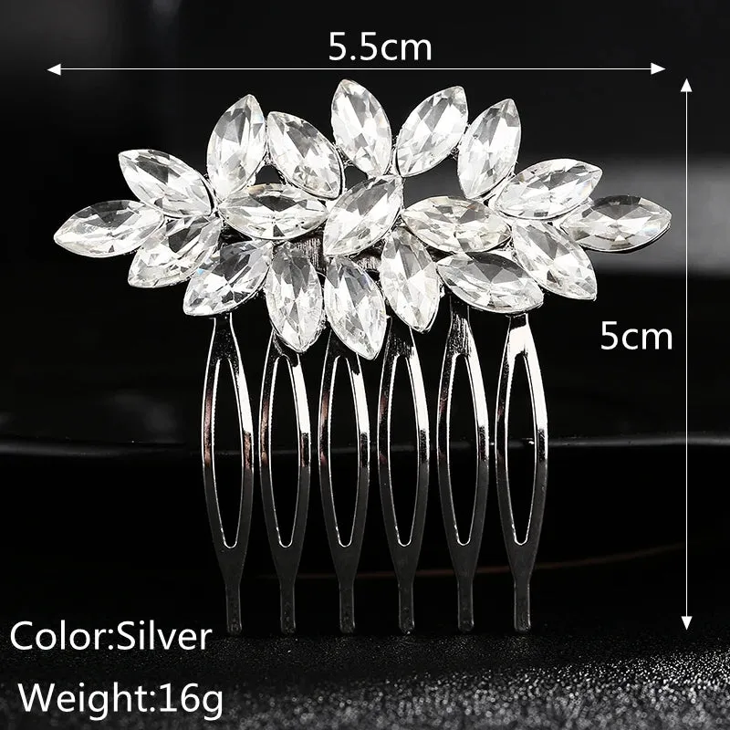 Efily Bridal Wedding Hair Accessories Crystal Silver Color Hair Combs for Women Bride Headpiece Party Jewelry Bridesmaid Gift