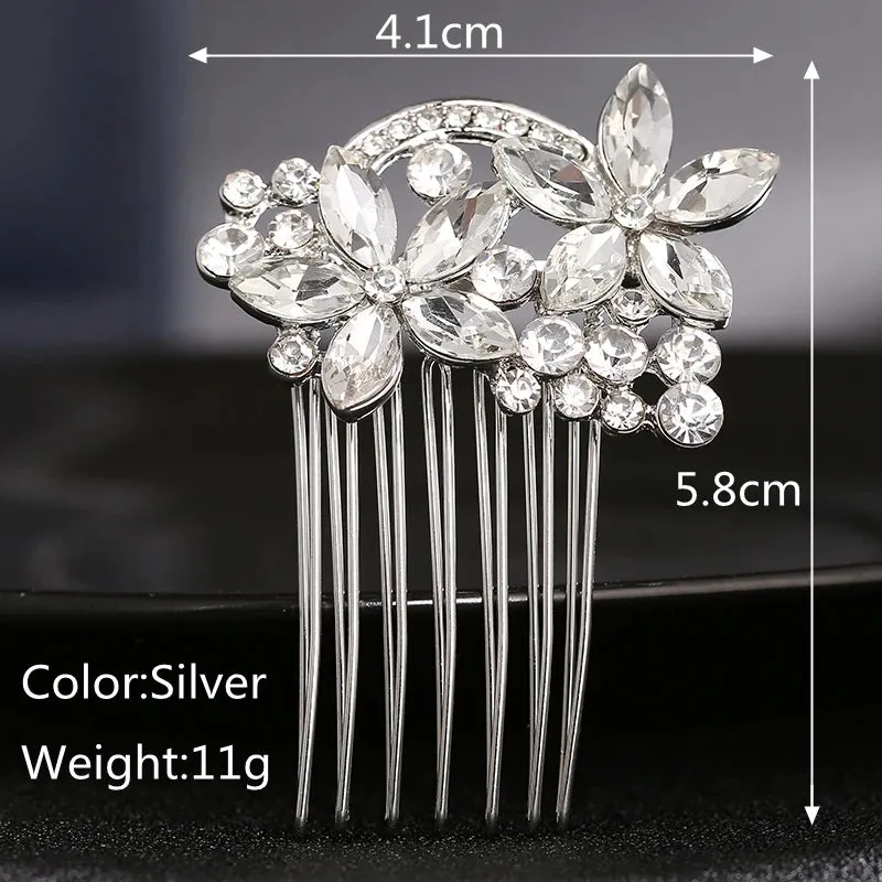 Efily Bridal Wedding Hair Accessories Crystal Silver Color Hair Combs for Women Bride Headpiece Party Jewelry Bridesmaid Gift