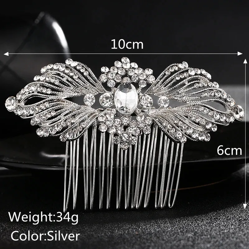 Efily Bridal Wedding Hair Accessories Crystal Silver Color Hair Combs for Women Bride Headpiece Party Jewelry Bridesmaid Gift