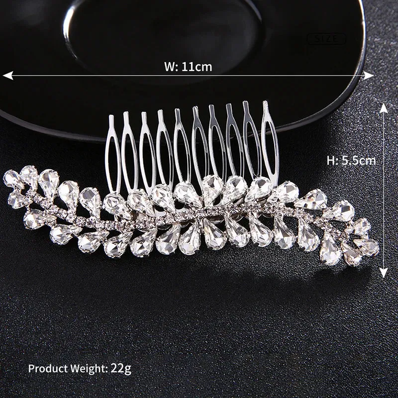 Efily Bridal Wedding Hair Accessories Crystal Silver Color Hair Combs for Women Bride Headpiece Party Jewelry Bridesmaid Gift