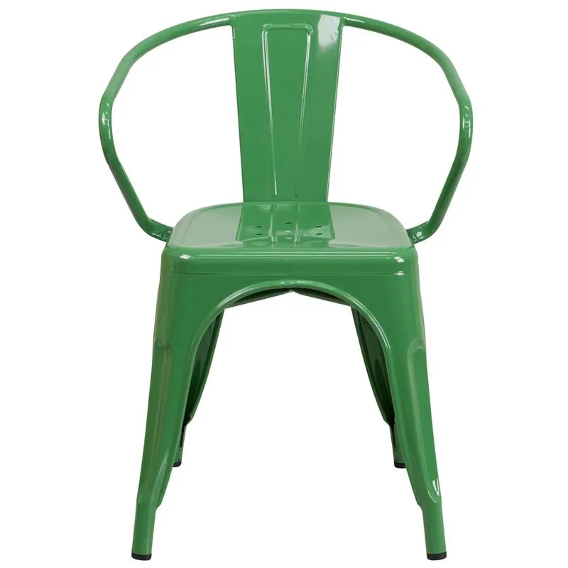 Fern Green Galvanized Tolix Arm Chair In-Outdoor