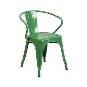 Fern Green Galvanized Tolix Arm Chair In-Outdoor