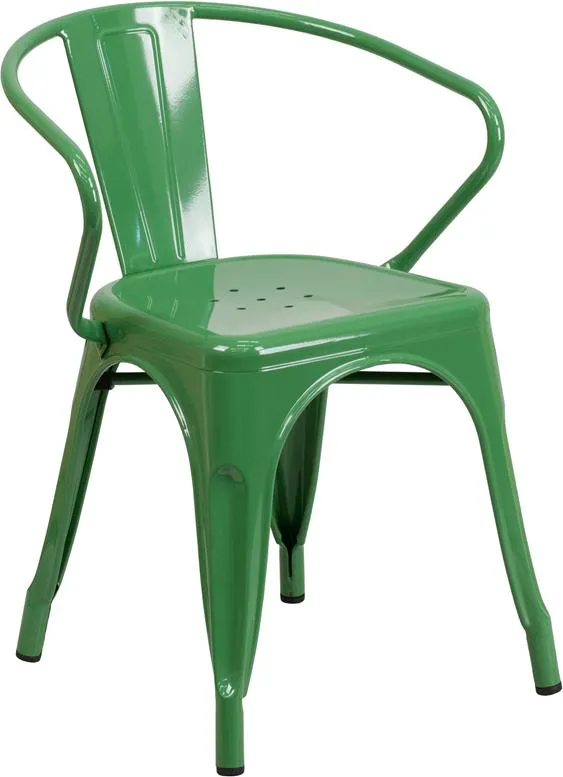 Fern Green Galvanized Tolix Arm Chair In-Outdoor