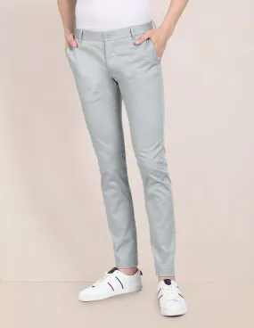 Flat Front Geometric Printed Casual Trousers