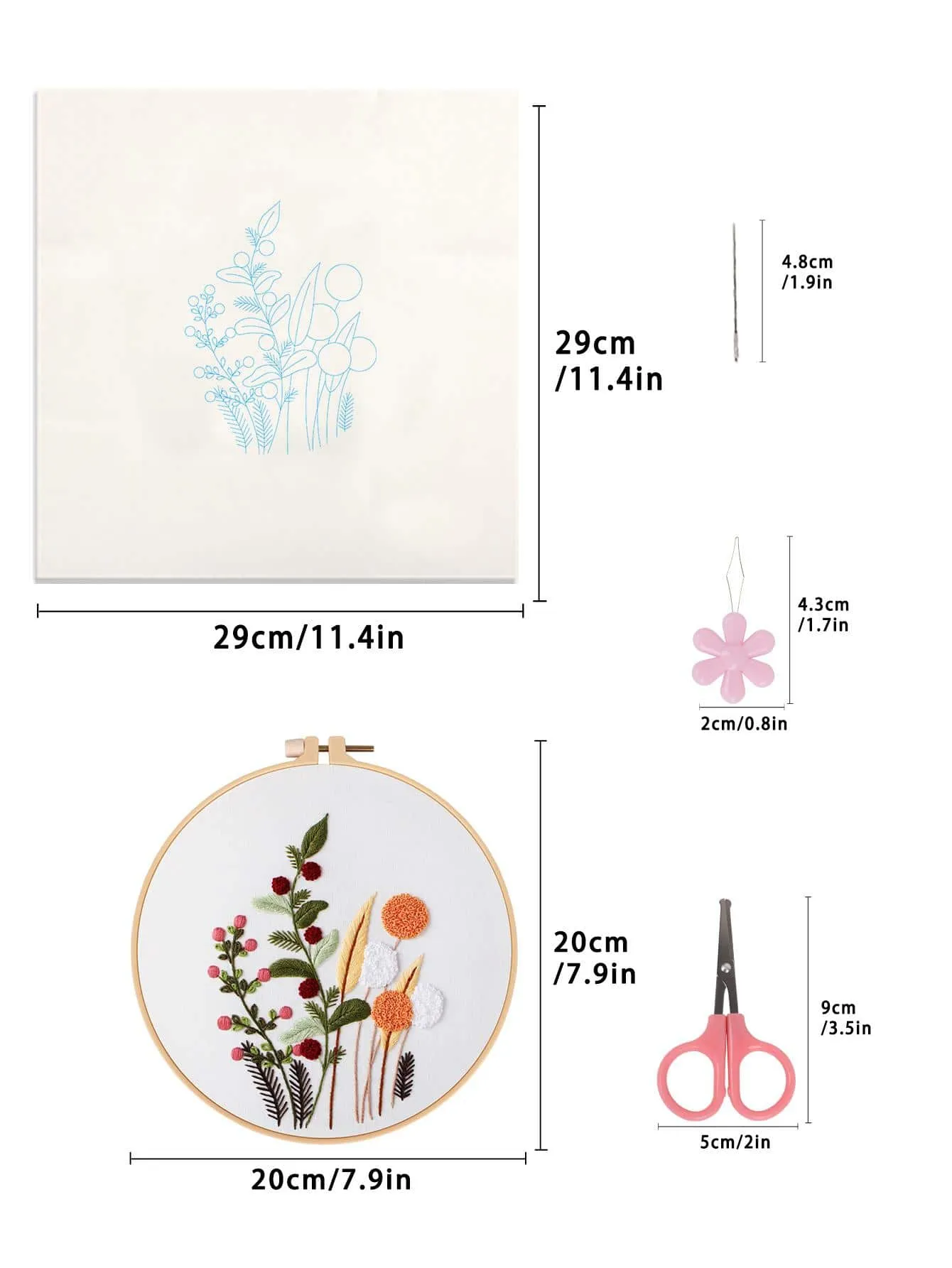 Floral Love Hand Embroidery 4 piece Set