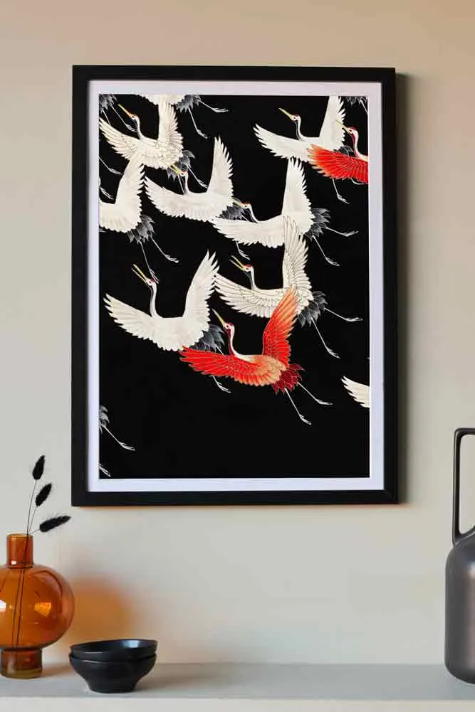 Flying Cranes Art Print - Available Framed Or Unframed