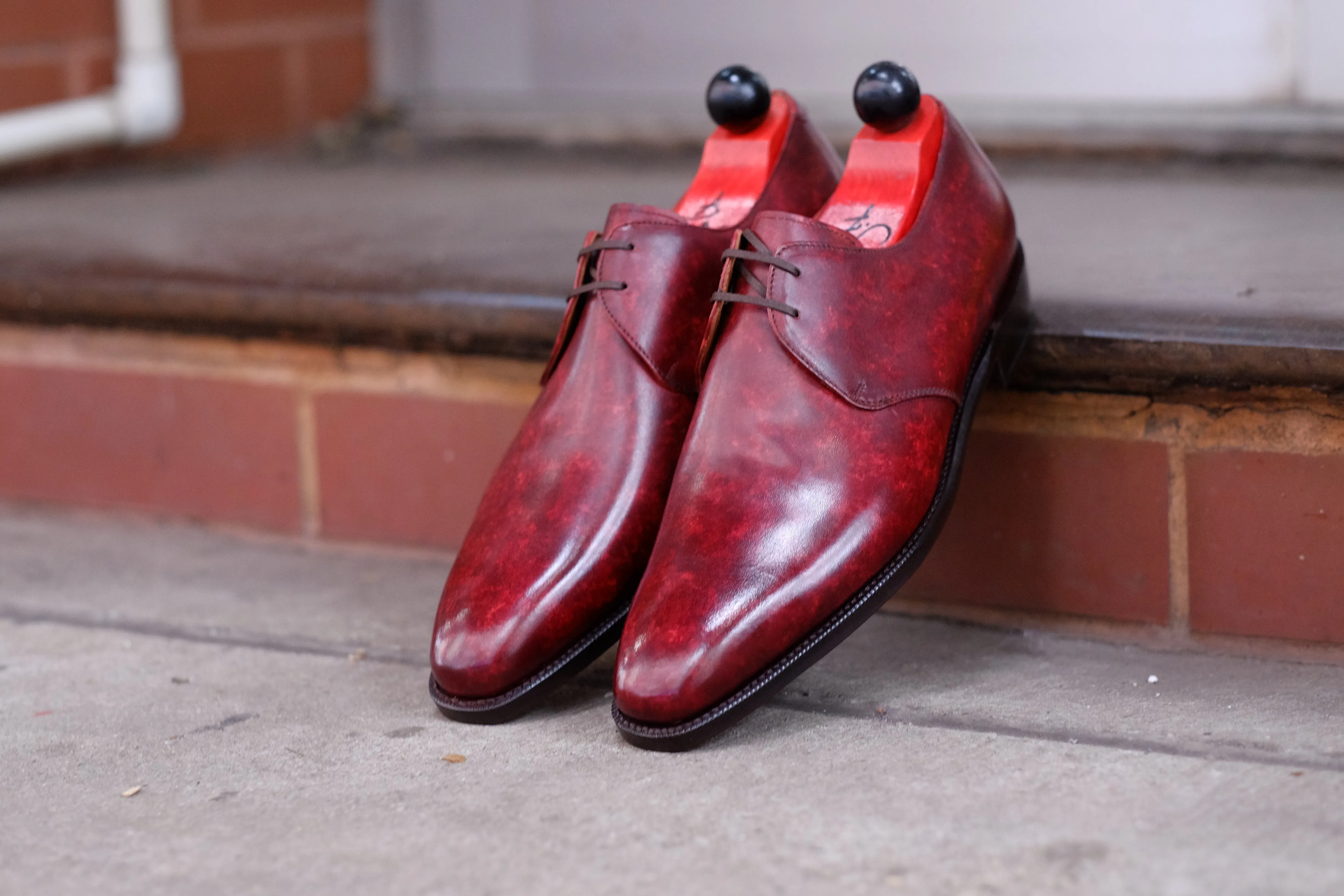 Fremont - MTO - Burgundy Marble Patina - LPB Last - Single Leather Sole