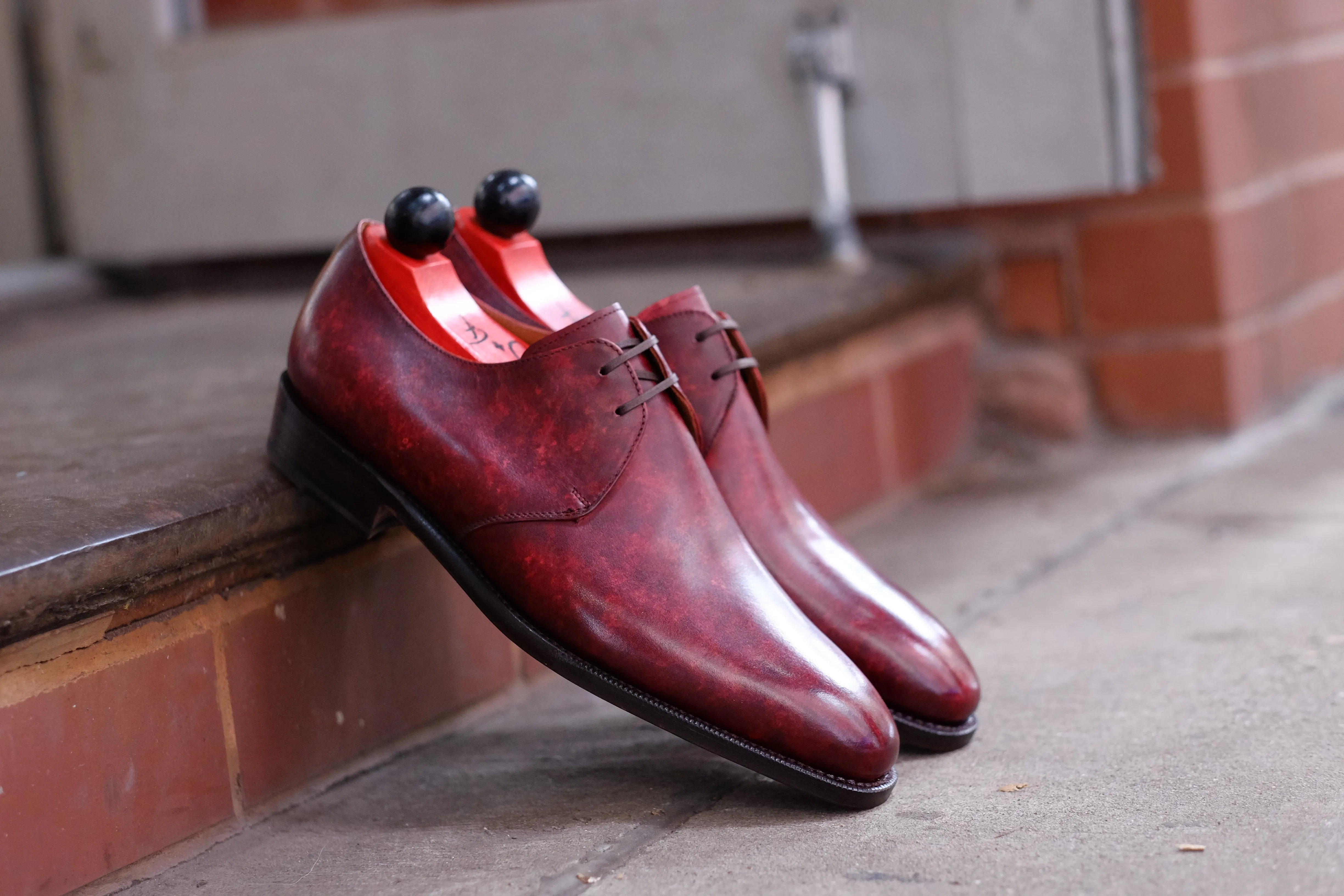 Fremont - MTO - Burgundy Marble Patina - LPB Last - Single Leather Sole