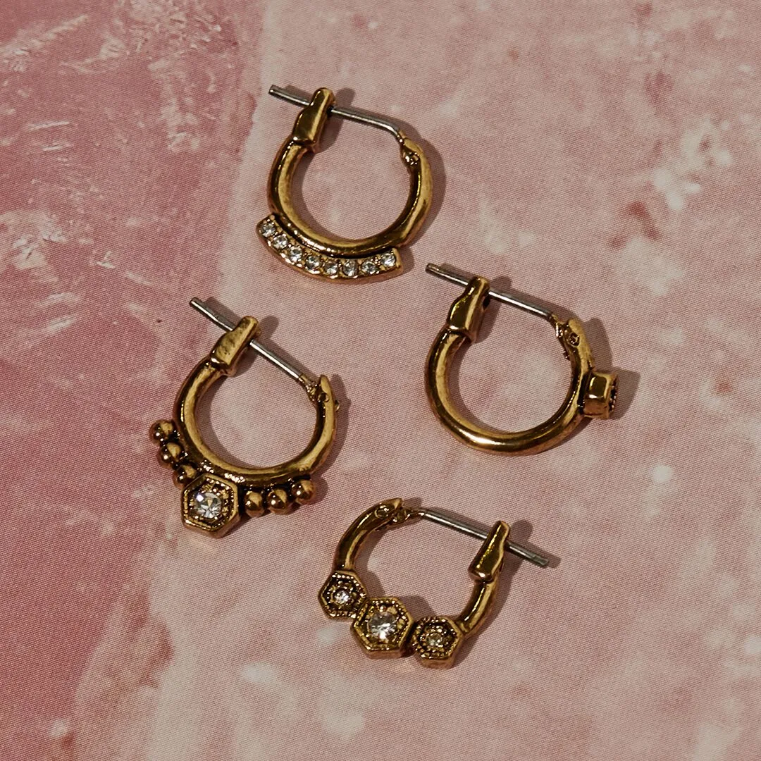 Full Bloom Hoop Earring Set- Rose Gold