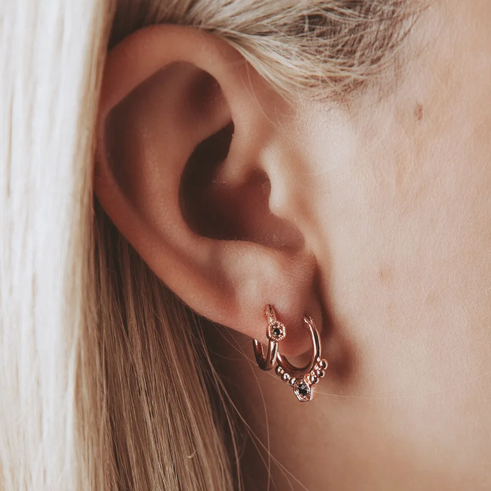 Full Bloom Hoop Earring Set- Rose Gold