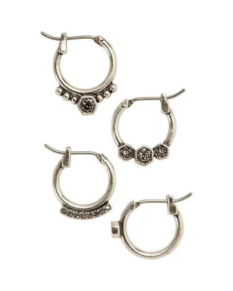 Full Bloom Hoop Earring Set- Silver