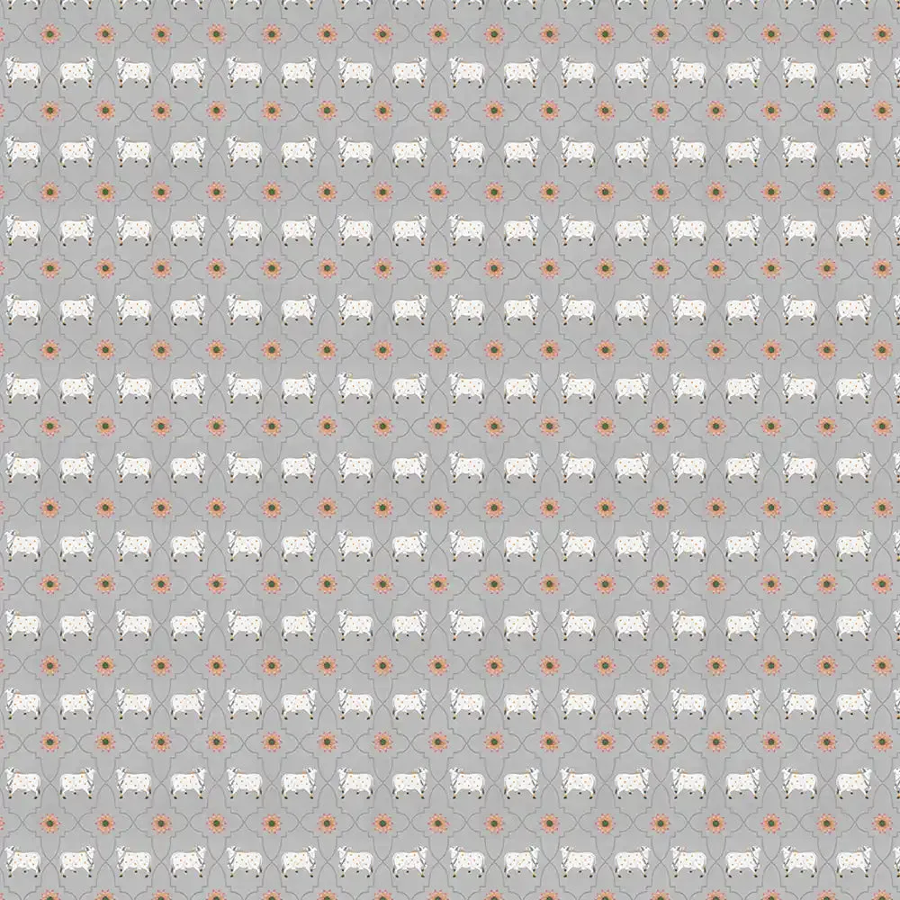 Gauri Design Wallpaper Roll in Grey Color