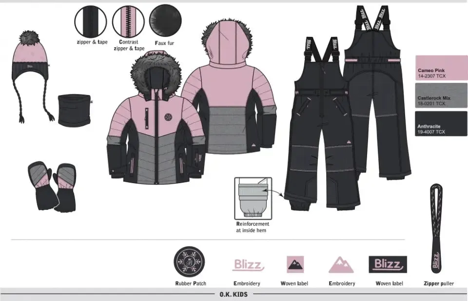 Girls Snowsuit 5 PCS Set - Cameo Pink | Blizz