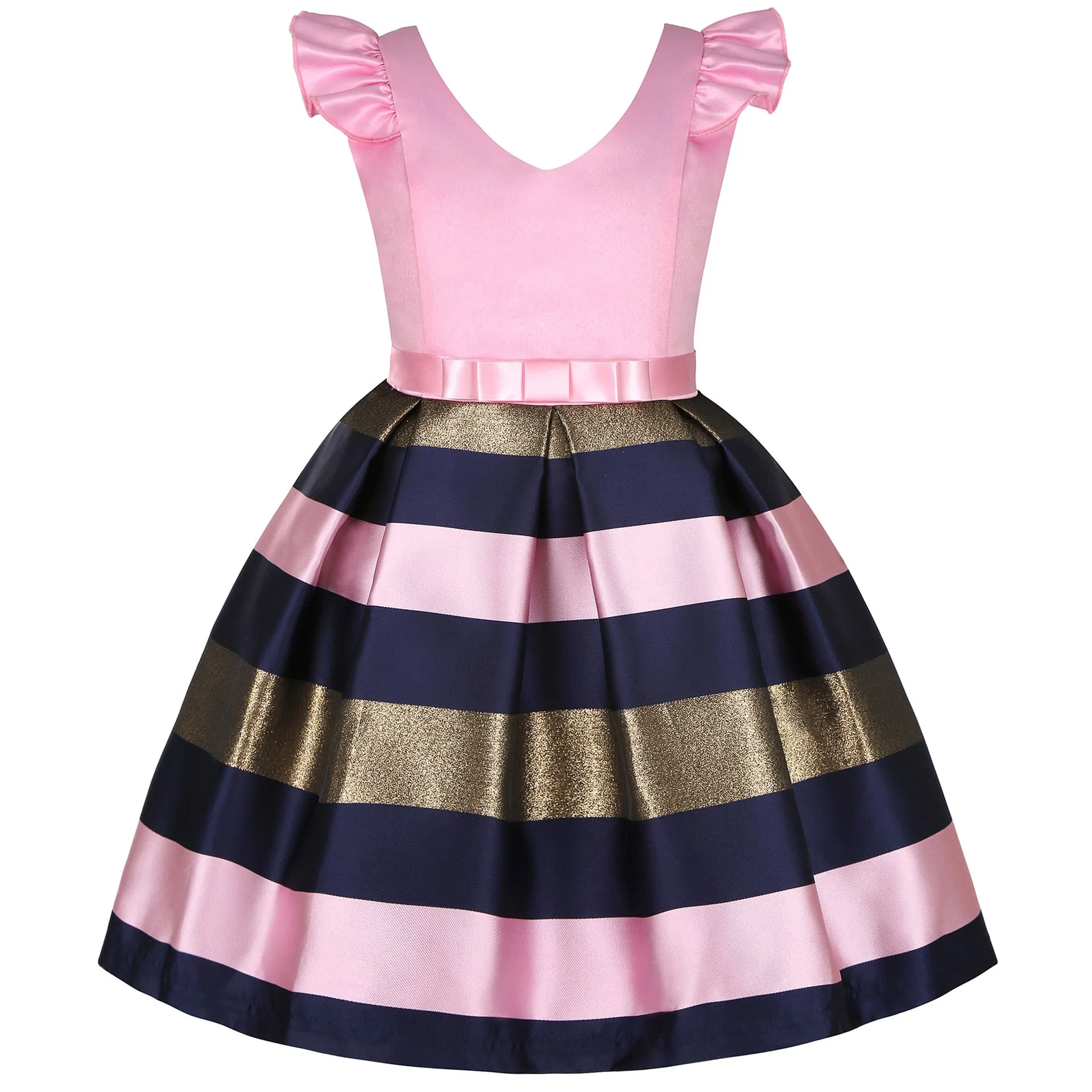 Girls Striped Formal Dress