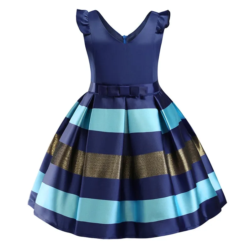 Girls Striped Formal Dress