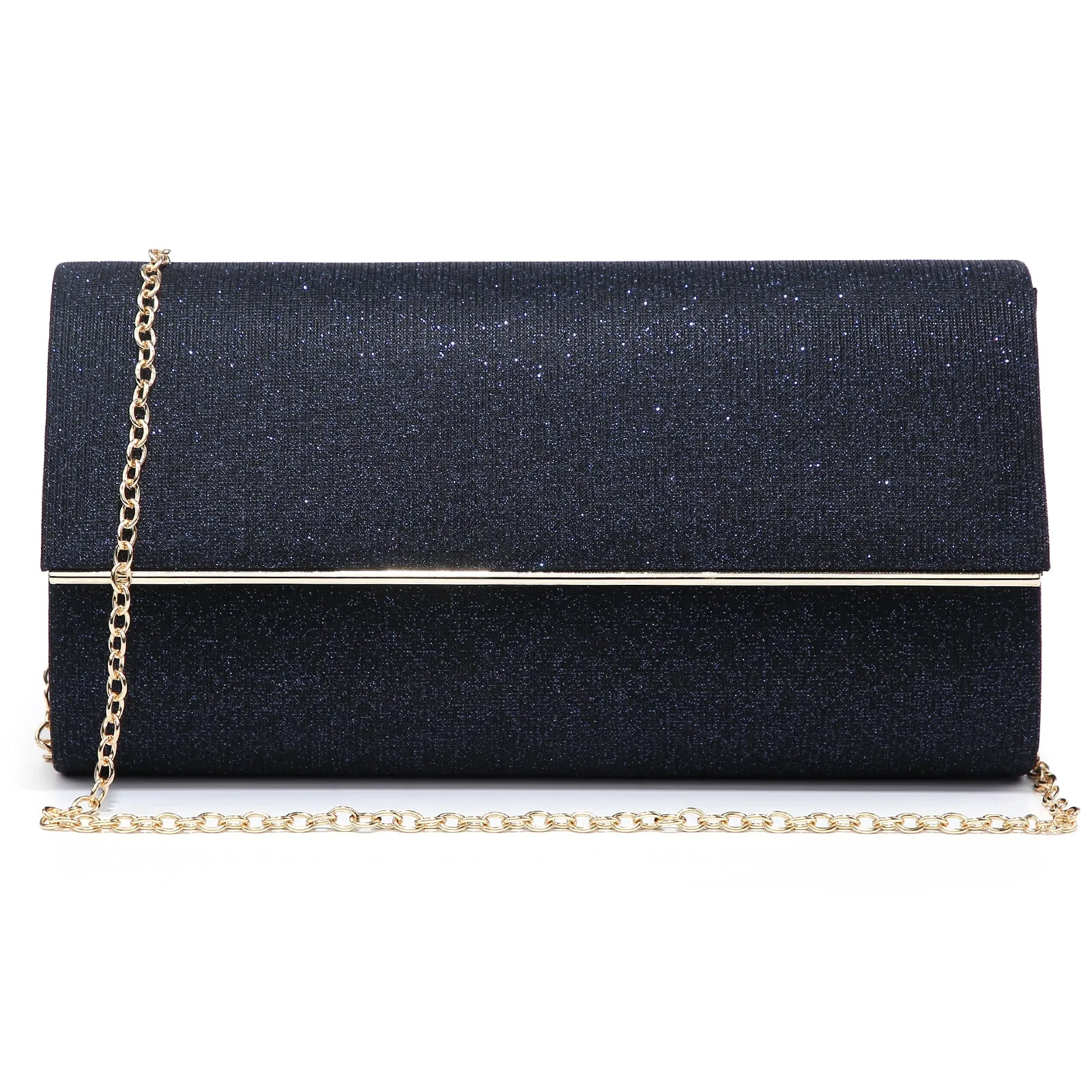 Glitter Gold Trim Evening Clutch