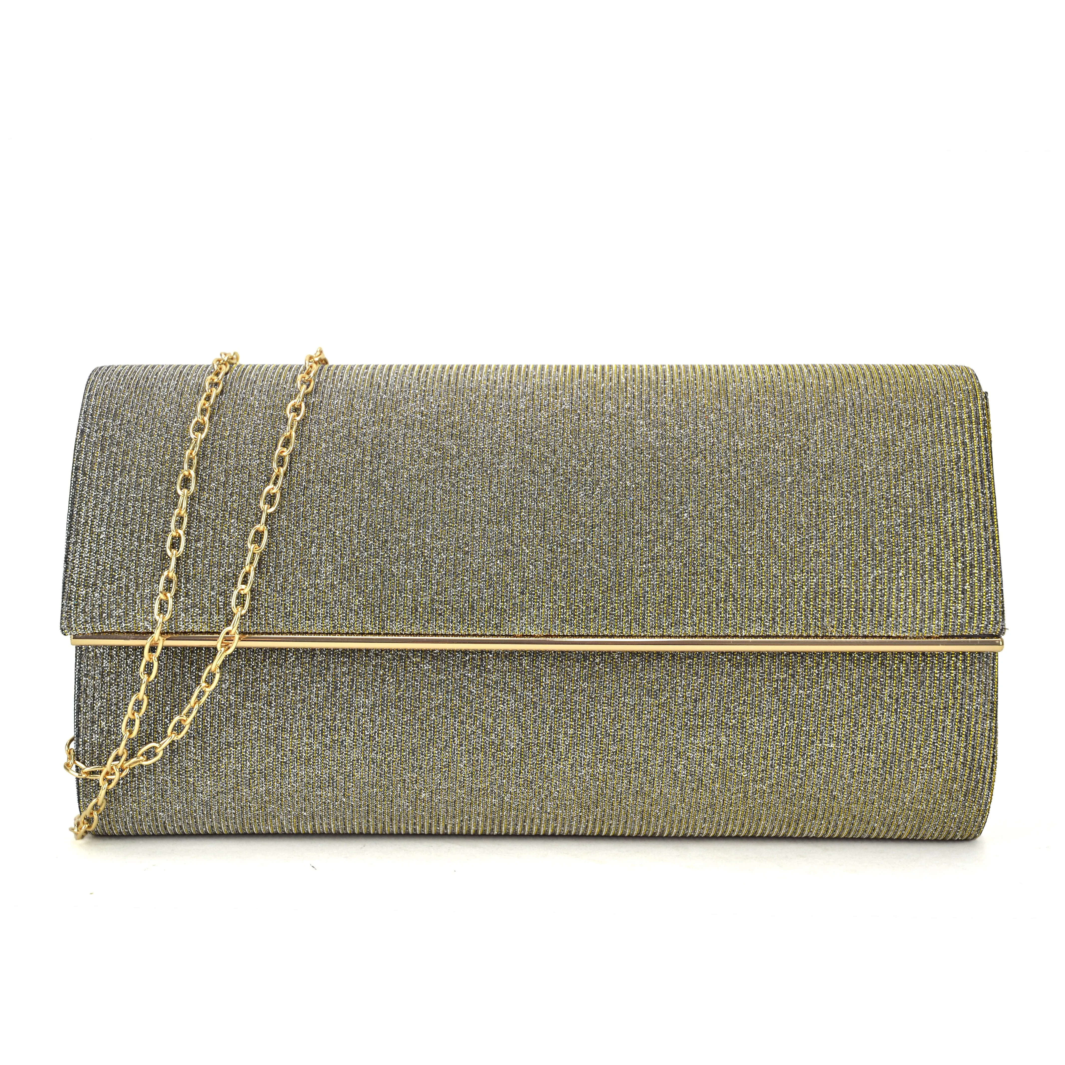 Glitter Gold Trim Evening Clutch