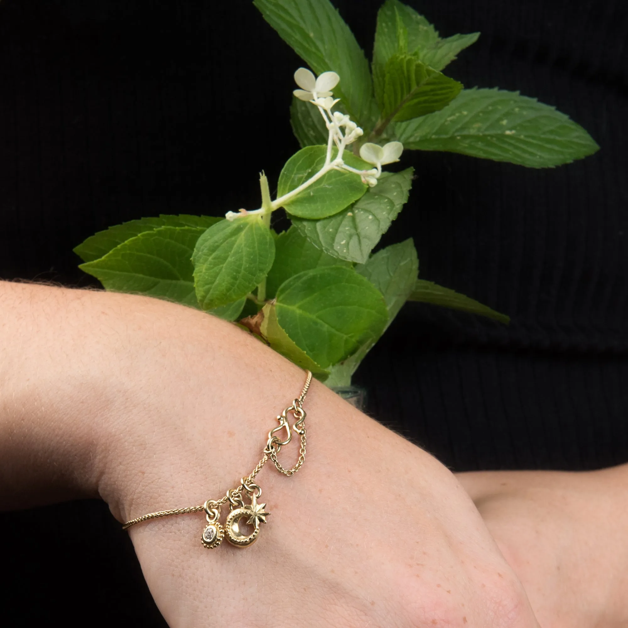 Gold & Diamond Cosmic Cluster Bracelet