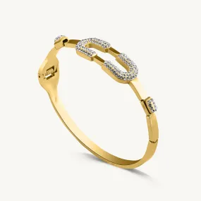 Gold Zircon Studded Cuff Bracelet