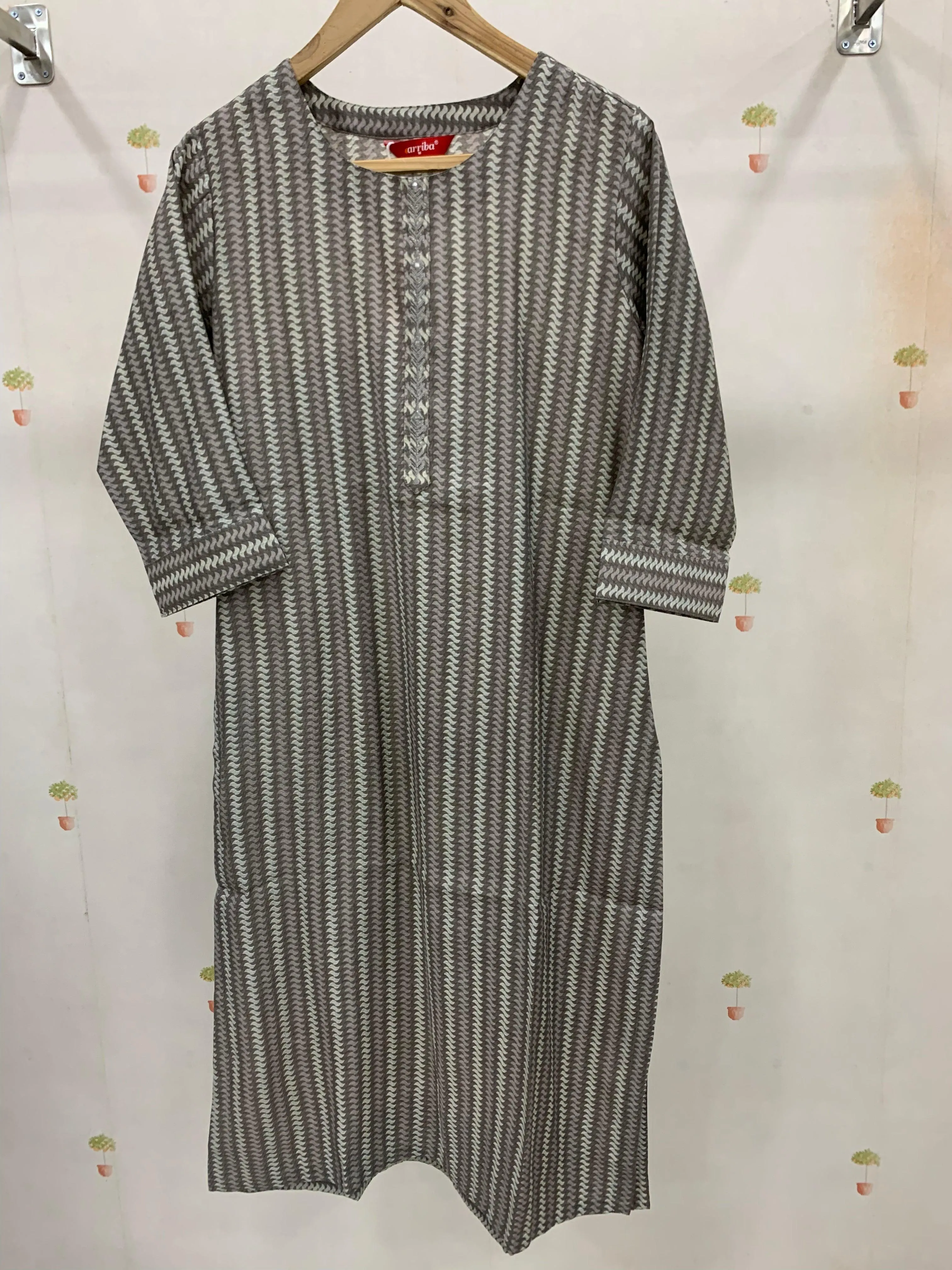 GRAY MUSLIN DIGITAL PRINTED KURTA