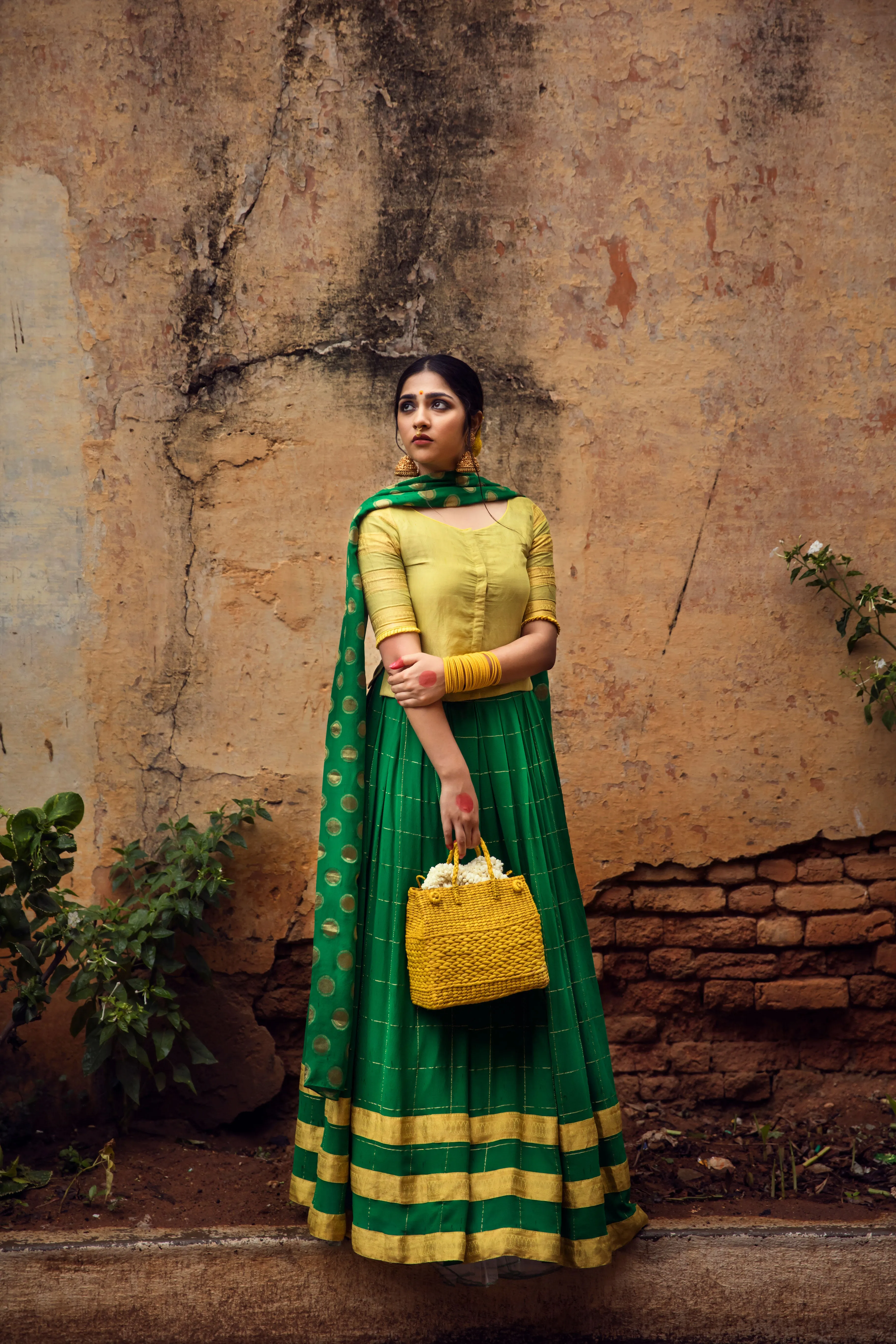 Green and Yellow Lehenga