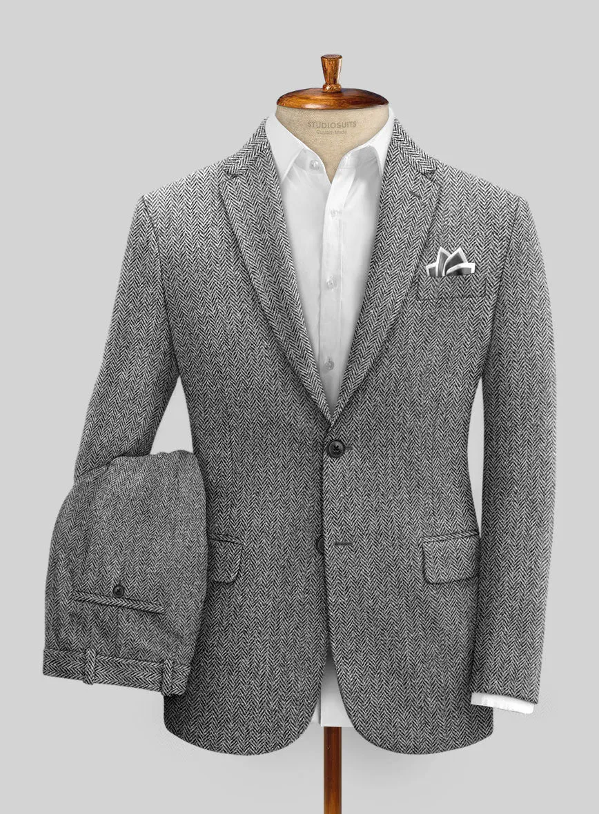 Harris Tweed Gray Herringbone Suit