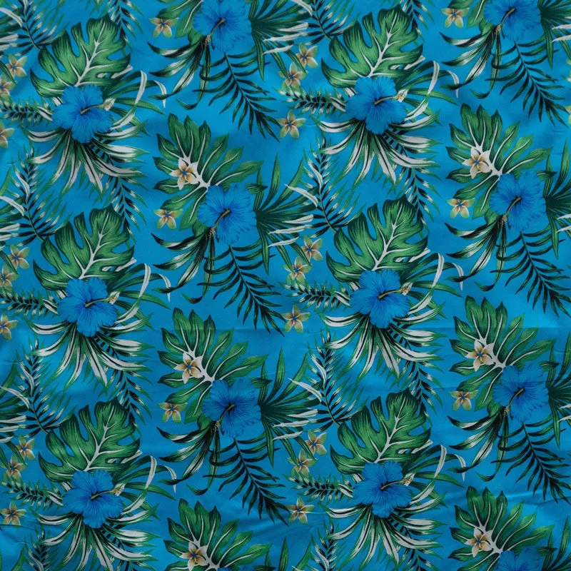 Hibiscus Monstera Palm leaves Fabric | Polyester