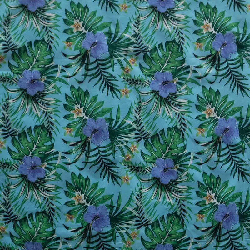 Hibiscus Monstera Palm leaves Fabric | Polyester