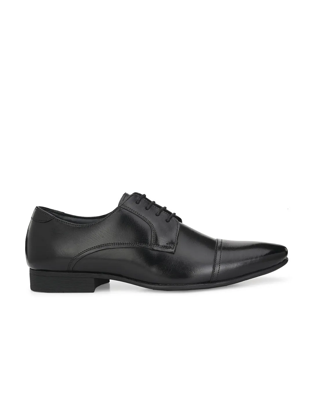 Hitz Men's Black Derby Formal Leather Shoes