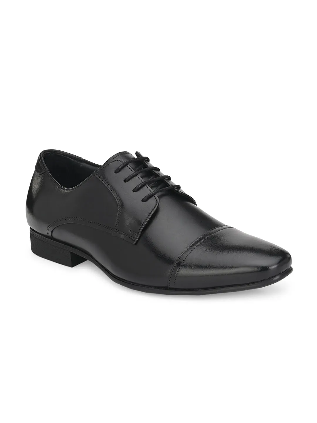 Hitz Men's Black Derby Formal Leather Shoes