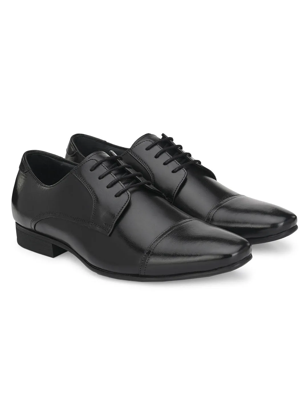 Hitz Men's Black Derby Formal Leather Shoes