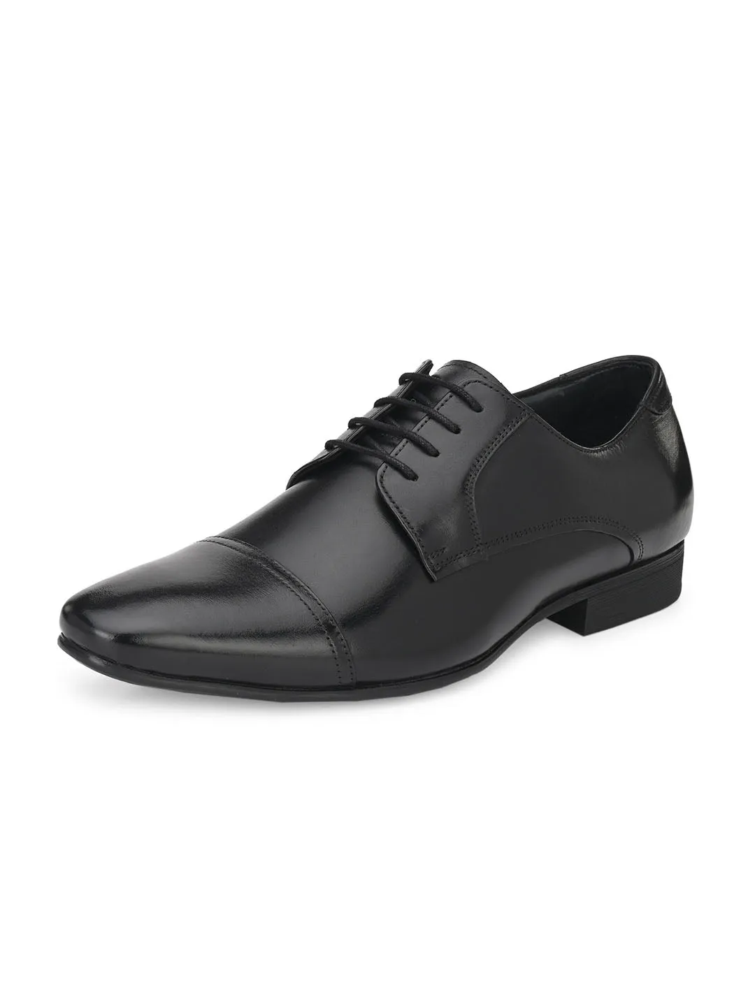 Hitz Men's Black Derby Formal Leather Shoes