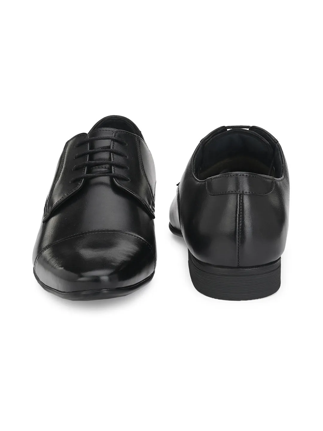 Hitz Men's Black Derby Formal Leather Shoes