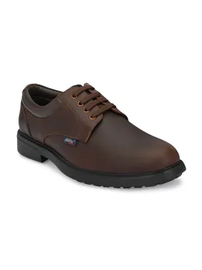 Hitz Men's Dark Brown Derby Leather Shoes