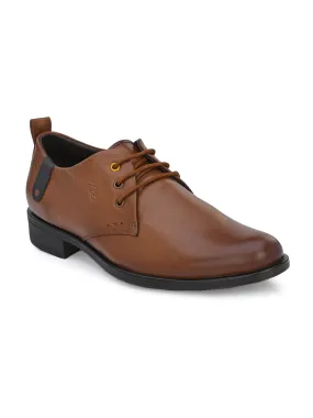 Hitz Men's Tan Leather Derby Formal Shoes