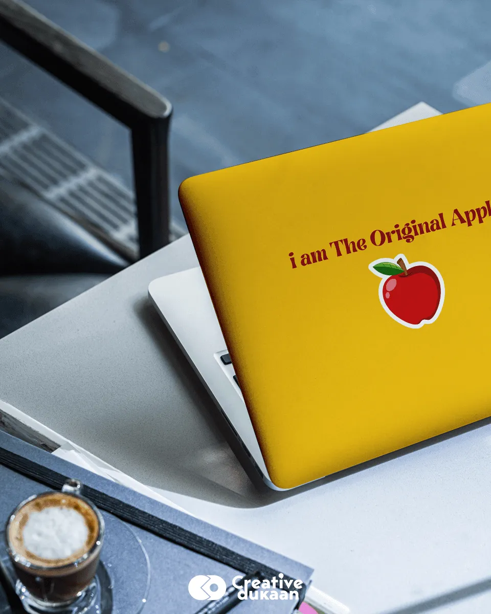 I Am The Original Apple Cool Laptop Skin in Yellow Colour